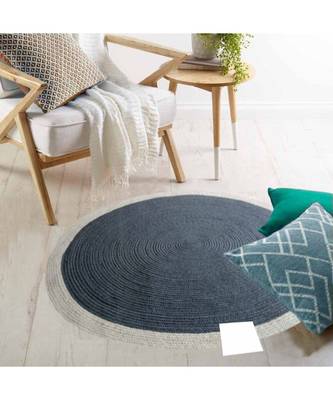Grey plain cotton rugs Medium Round 1