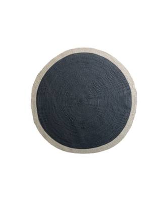 Grey plain cotton rugs Medium Round 2