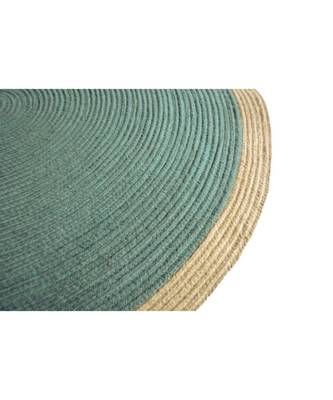 Blue plain cotton rugs Medium Round 2