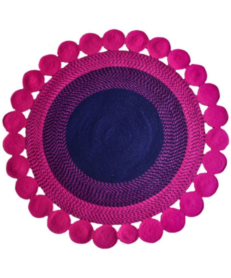Pink plain cotton rugs Medium Round Avioni 3087169