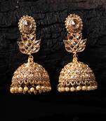 Gold Plated Stone Embellished Designer Jhumkas