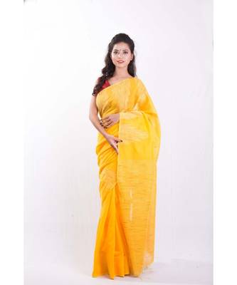 Golden yellow ghicha work cotton silk elegance 1