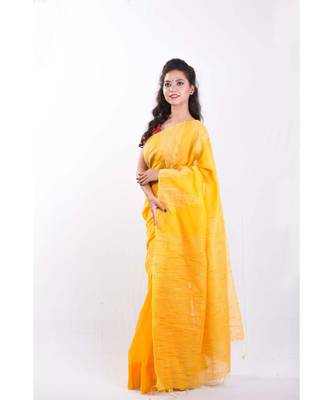 Golden yellow ghicha work cotton silk elegance 2