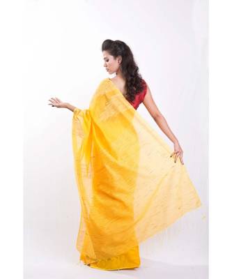 Golden yellow ghicha work cotton silk elegance 3