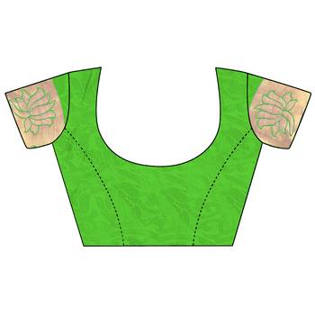 Green printed art silk saree with blouse 4