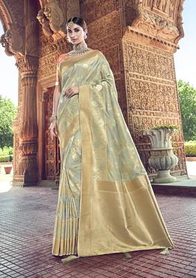 Light Grey Woven Patola Saree With Blouse 1