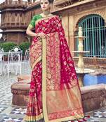 Magenta Woven Patola Saree With Blouse