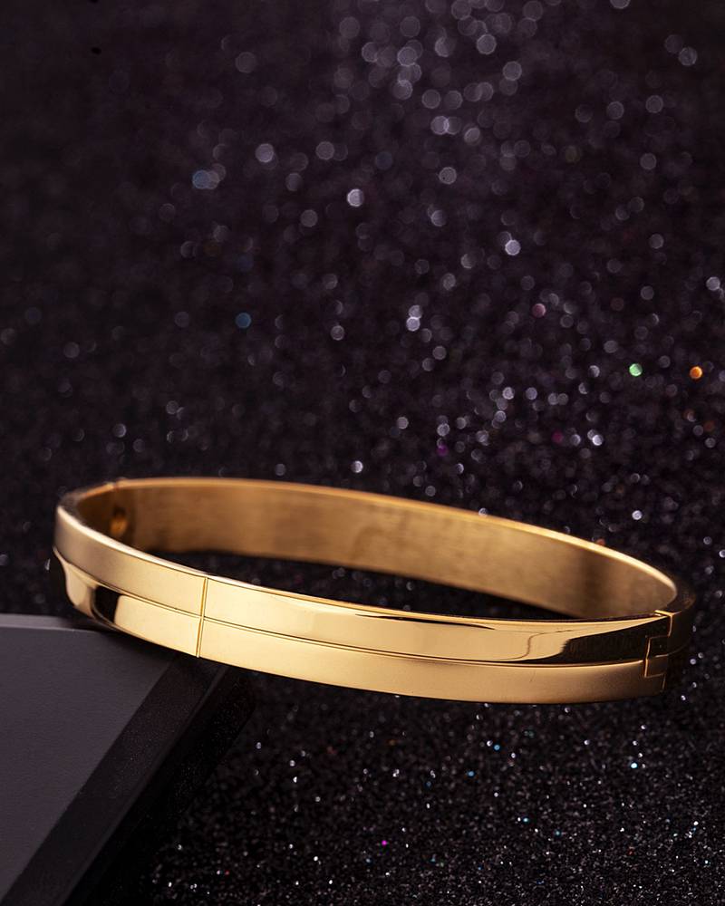 Royal Steel Gold Plated Kada Bracelet