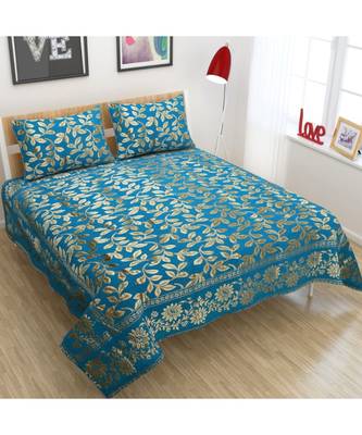 FRIMERR Soft Touch Chenille Fabric Jacquard Woven Heavy Double bed sheet with two pillow covers 1