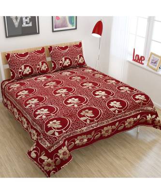 FRIMERR Soft Touch Chenille Fabric Jacquard Woven Heavy Double bed sheet with two pillow covers 1