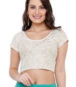 Women's White Cotton Lycra Readymade Free Size Stretchable Saree Blouse