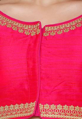Women's Pink Cotton Silk Readymade Free Size Saree Blouse 4