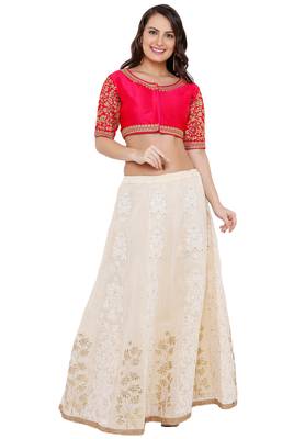 Women's Pink Cotton Silk Readymade Free Size Saree Blouse 5