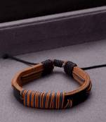 Cool Stacked Black Leather Blue Wrap Bracelet