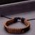Cool Stacked Black Leather Blue Wrap Bracelet