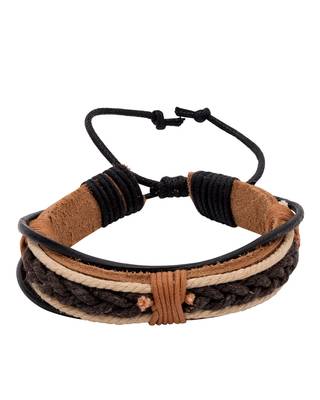 Black Brown Leather Braided Bohemian Style Cool Stacked Bracelet 2