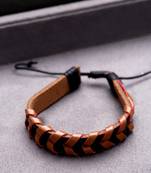 Black Leather Brown Woven Bracelet from Cool Stacked