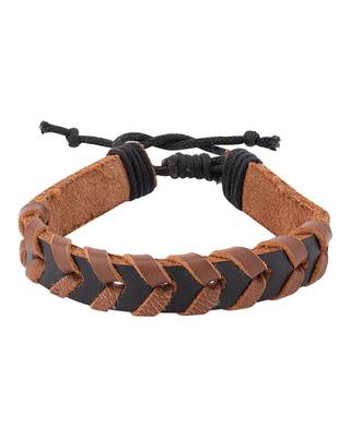 Black Leather Brown Woven Bracelet from Cool Stacked 2