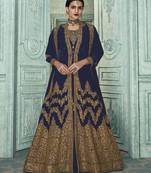 Royal-Blue Embroidered Georgette Salwar