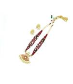 Red Meenakari Work Pendant And  Beaded Necklace Sets