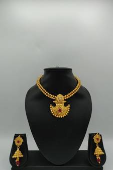 Gold Plated Ruby Studded Necklace Sets