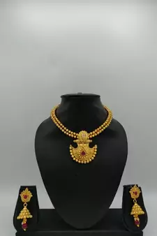 Gold Plated Ruby Studded Necklace Sets