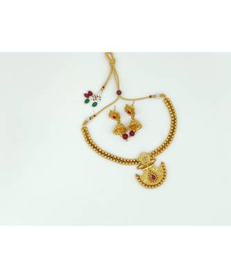 Gold Plated Ruby Studded Necklace Sets 2