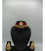 Red Beaded Designer Choker Necklace Sets