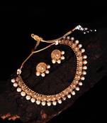 Gold Plated White Beaded Necklace Sets