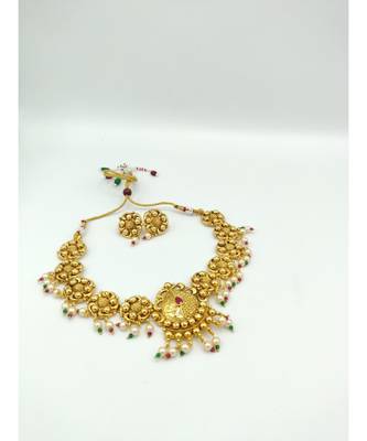 Traditional Flower Gold Plated Necklace Sets For Women 3