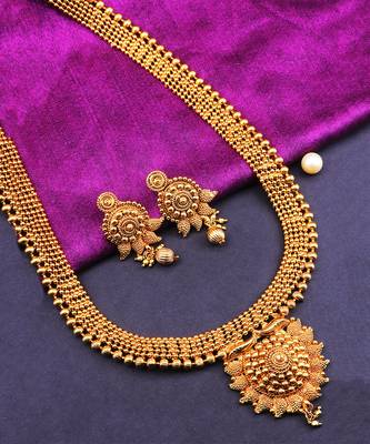 Gold Plated Traditional Designer South Indian Necklace Sets 1