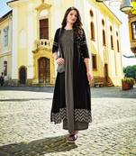 Grey Printed Rayon Ethnic-Kurtis