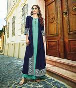 Green Printed Rayon Ethnic-Kurtis