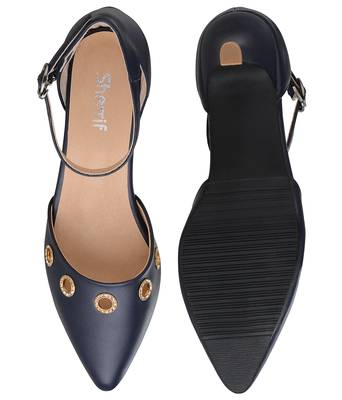 blue SHOES KITTEN HEELS SANDALS 4