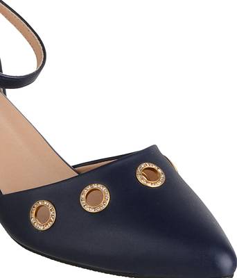 blue SHOES KITTEN HEELS SANDALS 5