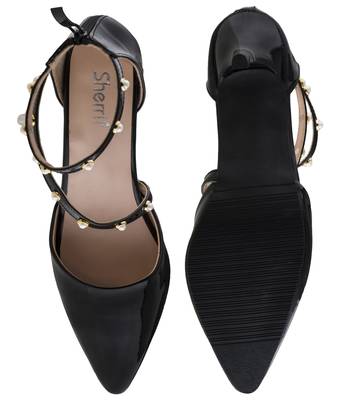 black SHOES KITTEN HEELS SANDALS 4