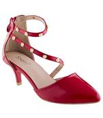 red SHOES KITTEN HEELS SANDALS