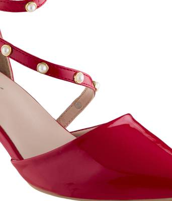 red SHOES KITTEN HEELS SANDALS 5