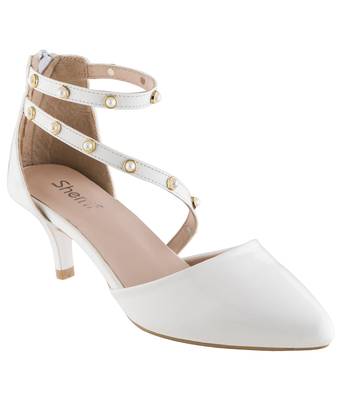 white SHOES KITTEN HEELS SANDALS 1