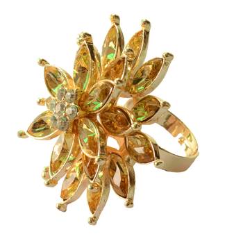 Chic Triple layered Golden Yellow Cocktail Ring For Women 2