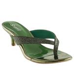 green SHOES KITTEN HEELS MULES