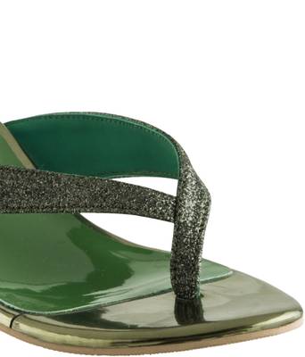 green SHOES KITTEN HEELS MULES 5