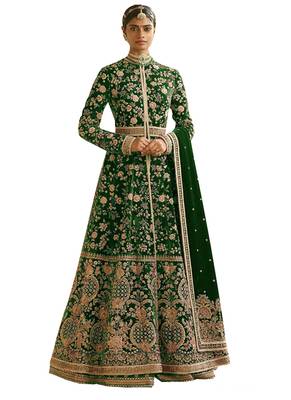 Green embroidered velvet salwar 1