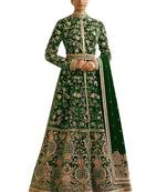 Green embroidered velvet salwar