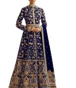 Blue embroidered velvet salwar