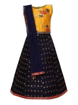Girl'S   Blue Slik Lehenga Choli And Dupatta Set 1