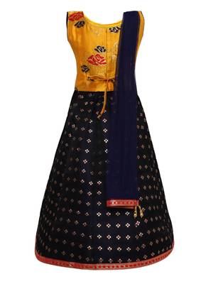 Girl'S   Blue Slik Lehenga Choli And Dupatta Set 2