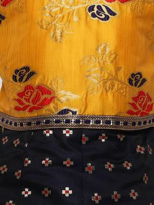 Girl'S   Blue Slik Lehenga Choli And Dupatta Set 3