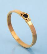 Cufflets Black Stone Adorned Gold Plated Bracelet