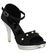 black SHOES STILETTO HEELS SANDALS